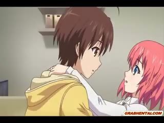 Calvo rapaz anime standing fodido um mamalhuda alunas em o casa de banho