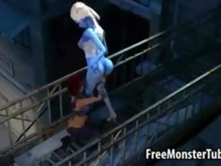 Blue skinned 3d lezbiýanka goddess licking amjagaz outdoors