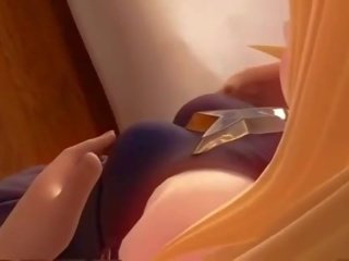 Blonde animated angel having dirty film