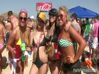 Watch these outstanding girls flash their bewitching tits during a wonderful party.