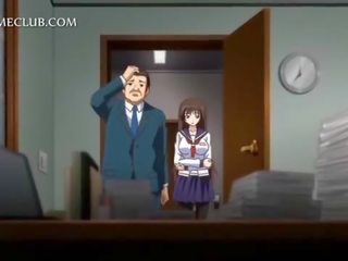 Anime teenager v školní jednotný foukání velký čurák