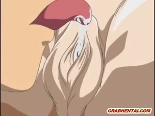 Chained Hentai Gets Pinched Her Tits And Dildoed Pussy