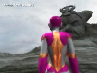 Velký boobed anime hero swell tremendous v těsný
