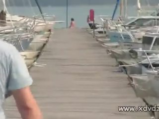 Buddies In Party Mood Take stylish Brunette In Bikini On A Boat Trip