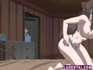 Cartoon stripling watching doll masturbate