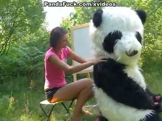 Voluptuous strap on fuck with young artist outdoor