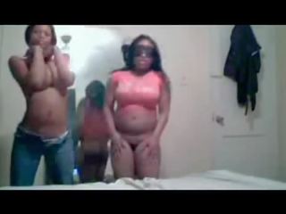 Excellent ireng girls strip and blow a timun