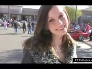 Enticing Amateur Hottie Dares To Get Topless In Public
