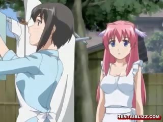 Pleasant японська хентай отримує вичавлений її bigboobs і poked