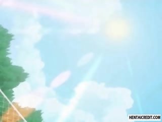 Hentai adolescent in swimsuit gets analed outdoors