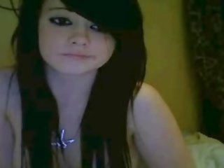 Emo young female takes it all off and videos her masturbati