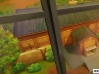 Nakatali pataas hentai beyb makakakuha ng fucked at jizzed