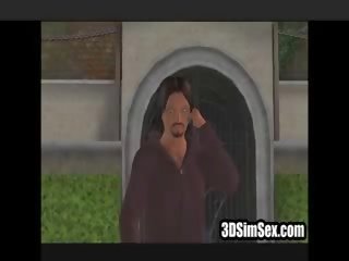 3d mladý žena vázaný na jít pro a nahý chůze
