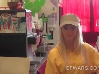 Pirang banged from her back in pov style