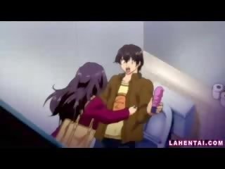 Libidinous hentai stunner tunggangan pada tandas