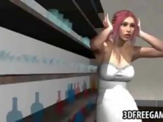 First-rate 3d cutie getting double teamed by some zombies