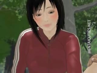 Špinavý 3d anime svůdnice sát putz venku