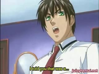 Hentai blonde pleasuring a shaft with her tits