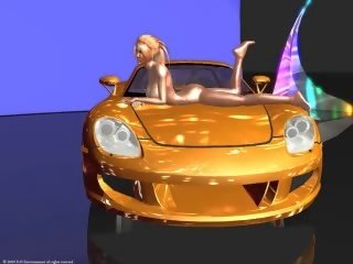 3d 판독 헤드 와 그녀의 스포츠 자동차
