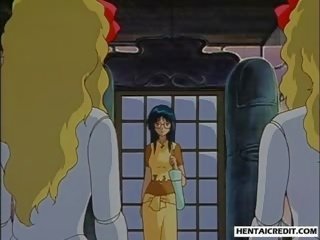 겁에 질린 헨타이 lassie 뜨거운 에 trot 과 자위