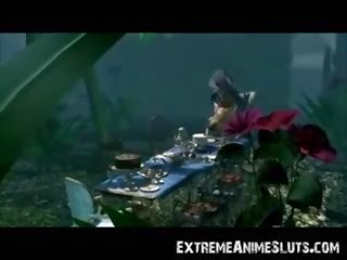 該 hatter cums 上 3d 愛麗絲!