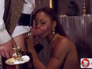 Marie Luv Deepthroating the pirates phallus HD Porn; anal, ebony, interracial, shaved, deep, pornstar,