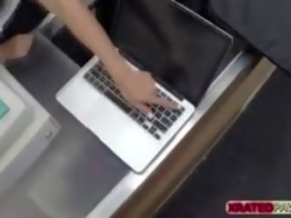 Charming And oversexed Stewardess Gets Fucked By The Shop Owner