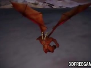 3d honey gets fucked hard outdoors by a winged demon