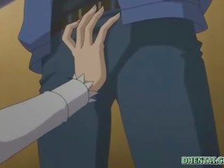 Hot waitress hentai tittyfucking and rai cum in the cafe
