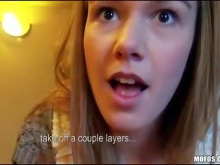 Femme fatale flashes in public and sucks in bar