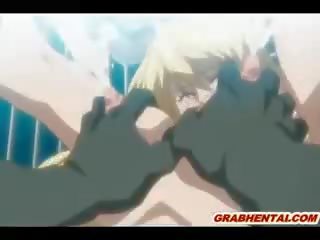Obrovský ňadra hentai těžký poking podle netvor a creampie