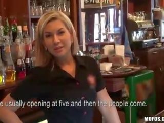 Superb amateur bartender fucked in the bar