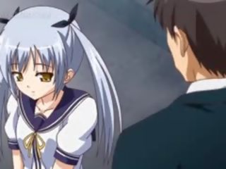 Apdullinātas hentai skola hottie licking putz uz tuvplāns