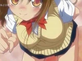 Ginintuan ang buhok naka sa hentai adolescent panunukso titi may a pagsubo ng titi