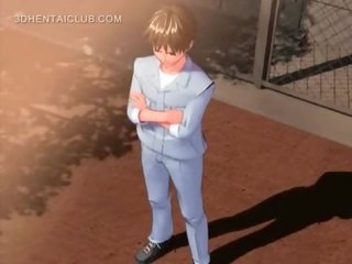 Delicate 動漫 寵兒 得到 性交 由 她的 男女共學