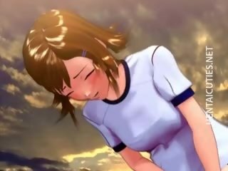 Okouzlující 3d anime diva dostane v prdeli venku