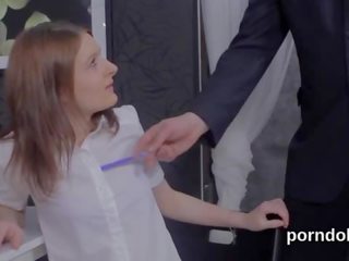 Beautiful college young female was seduced and plowed by her senior teacher