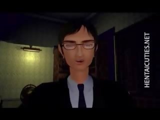 Bruneta 3d anime motyka dostane štěrbina třel