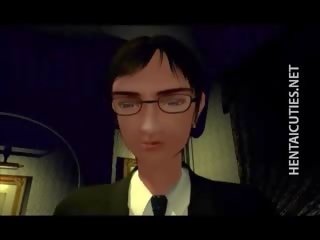 Brunet 3d anime hoe gets slit rubbed