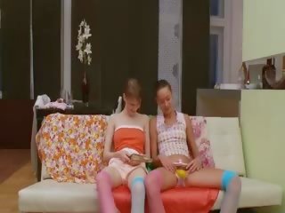 Two Serbian Chicks Play With Strong Man