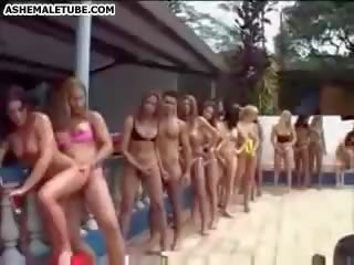 人妖 和 striplings 他妈的 一 街头 女孩 在 转