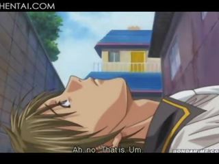 Busty Hentai Trio Riding A Tied Up lads Hard penis In Group sex movie