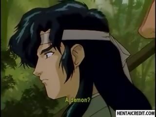 Hentai tình nhân được fucked lược qua khổng lồ đàn ông ngoài trời