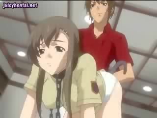 Anime femme fatale enjoys a anal dildo