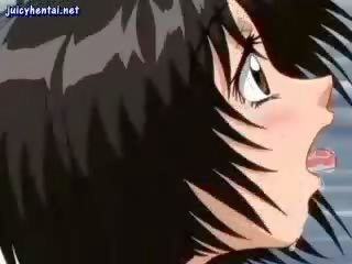Hentai brunette taking a peter in her asshole
