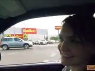 Slim Amateur Brunette Teen Belle Claire Banged In The Car