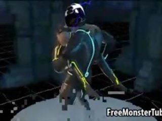 Foxy 3d tron 特点 吸吮 manhood 和 越来越 性交
