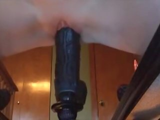 Tiny lover rides huge black dildo in mirror - Check for more at 69porncams.com