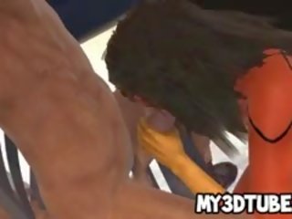 Foxy 3D Cartoon Superhero beauty Gets Double Teamed