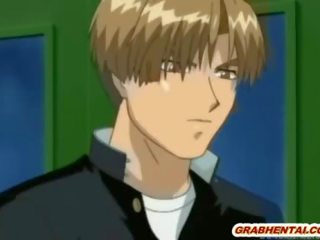 Nervous coed anime virgin with huge knockers gets hard screwed